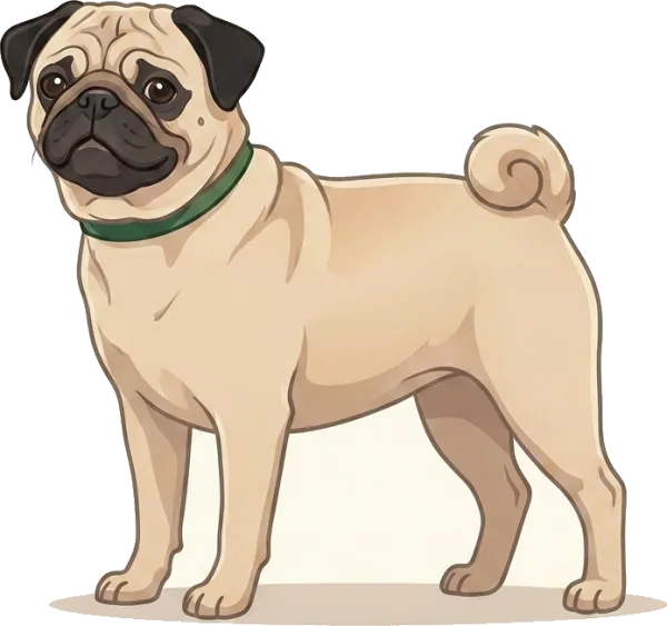 Illustration: Mops Futter: Gewichtskontrolle