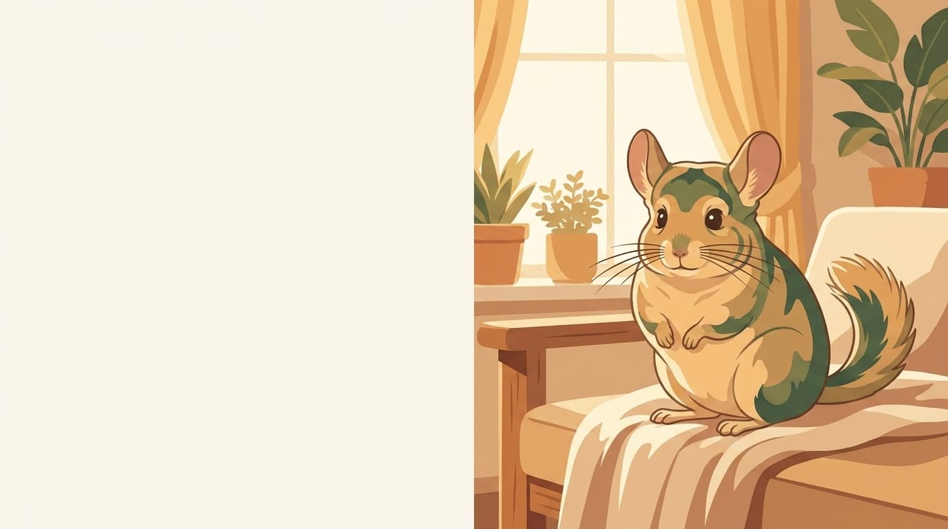 Symbolische Illustration: ein gesundes Chinchilla sitzt ruhig in weichem, warmem Licht. Keine fachliche Aussage.