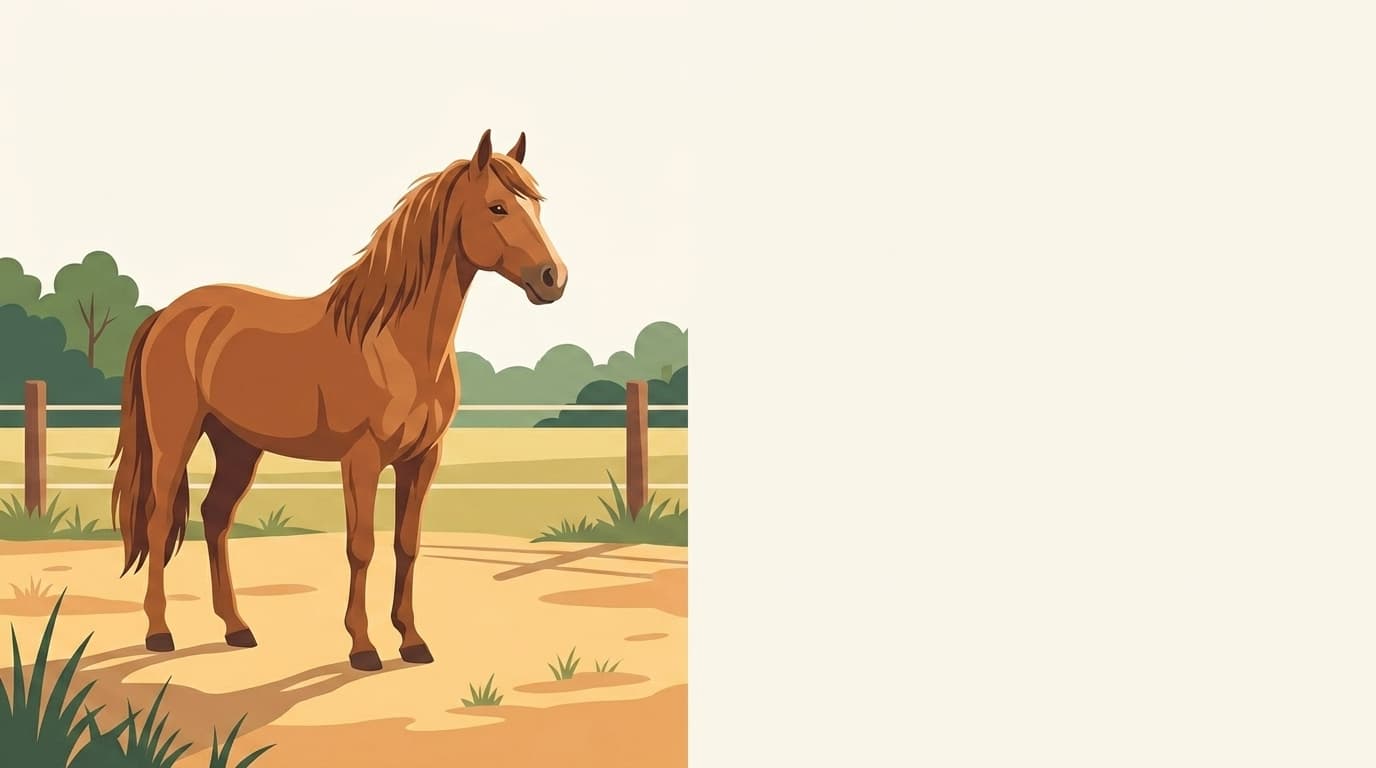 Symbolische Illustration: ein gesundes Pferd steht ruhig und entspannt in weichem Tageslicht. Keine fachliche Aussage.
