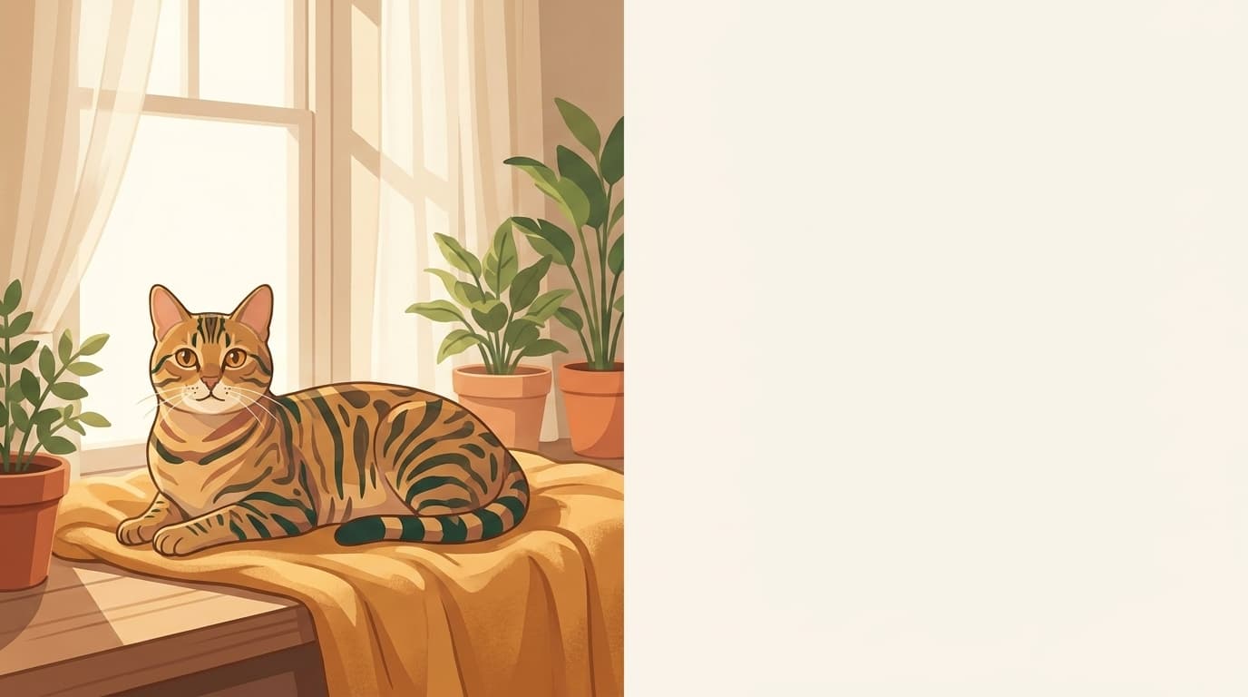 Symbolische Illustration: eine gesunde Katze ruht ruhig und entspannt in weichem Licht. Keine fachliche Aussage.