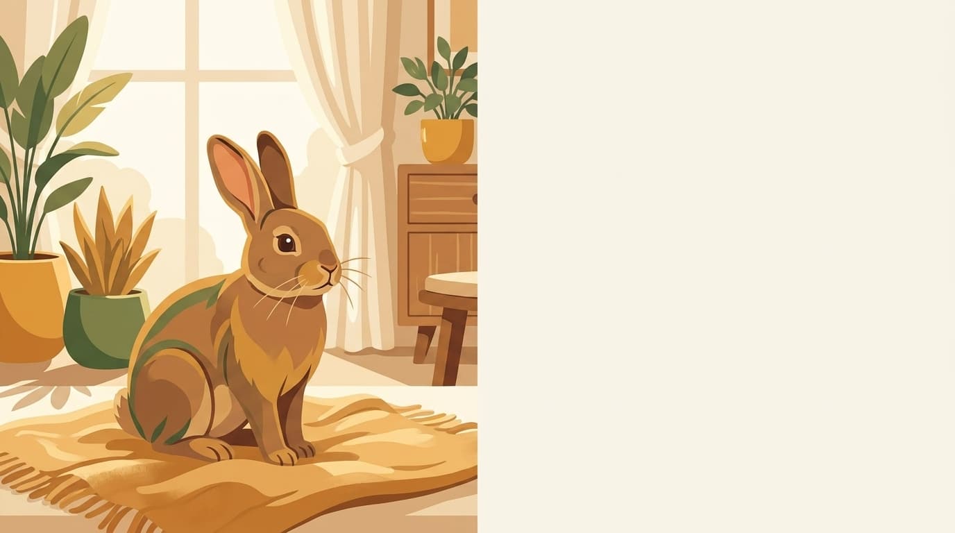 Symbolische Illustration: ein gesundes Kaninchen sitzt ruhig in weichem, warmem Licht. Keine fachliche Aussage.