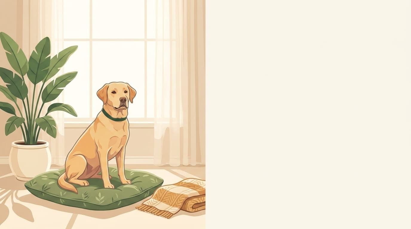Symbolische Illustration: ein gesunder Hund sitzt ruhig und aufmerksam in weichem Licht. Keine fachliche Aussage.