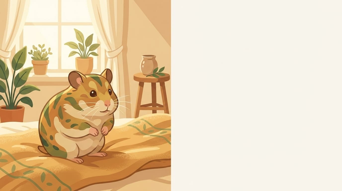 Symbolische Illustration: ein gesunder Hamster sitzt ruhig in weichem, warmem Licht. Keine fachliche Aussage.