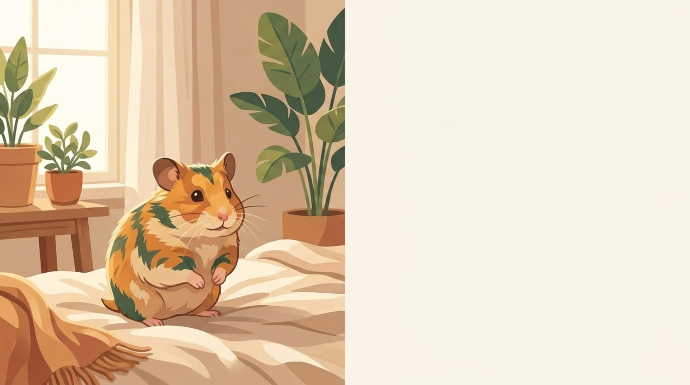 Symbolische Illustration: ein gesunder Hamster sitzt ruhig in weichem, warmem Licht. Keine fachliche Aussage.