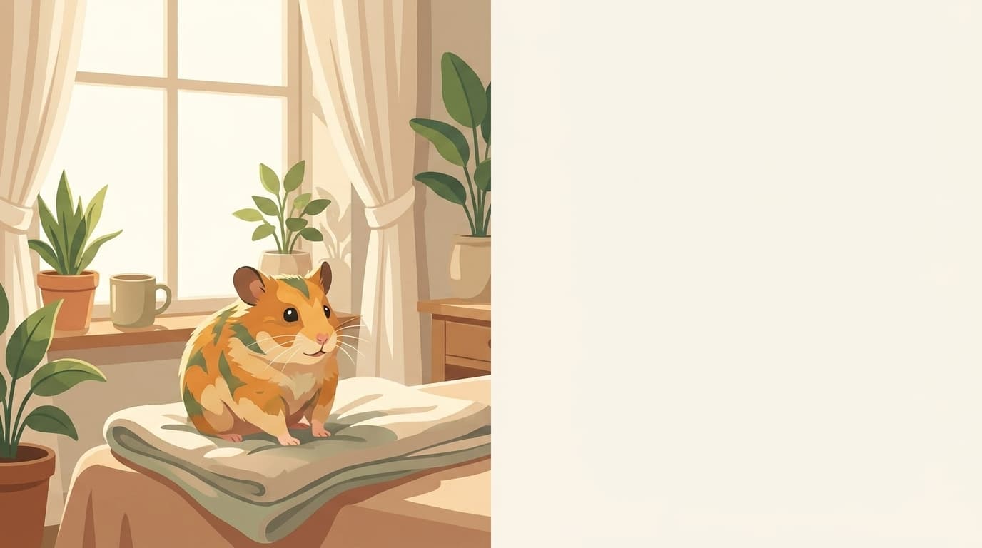 Symbolische Illustration: ein gesunder Hamster sitzt ruhig in weichem, warmem Licht. Keine fachliche Aussage.