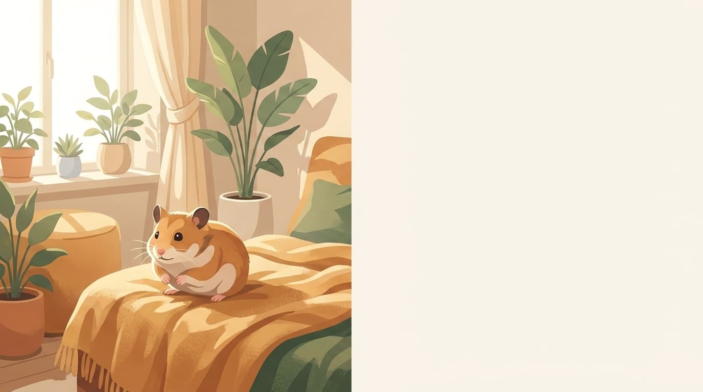Symbolische Illustration: ein gesunder Hamster sitzt ruhig in weichem, warmem Licht. Keine fachliche Aussage.