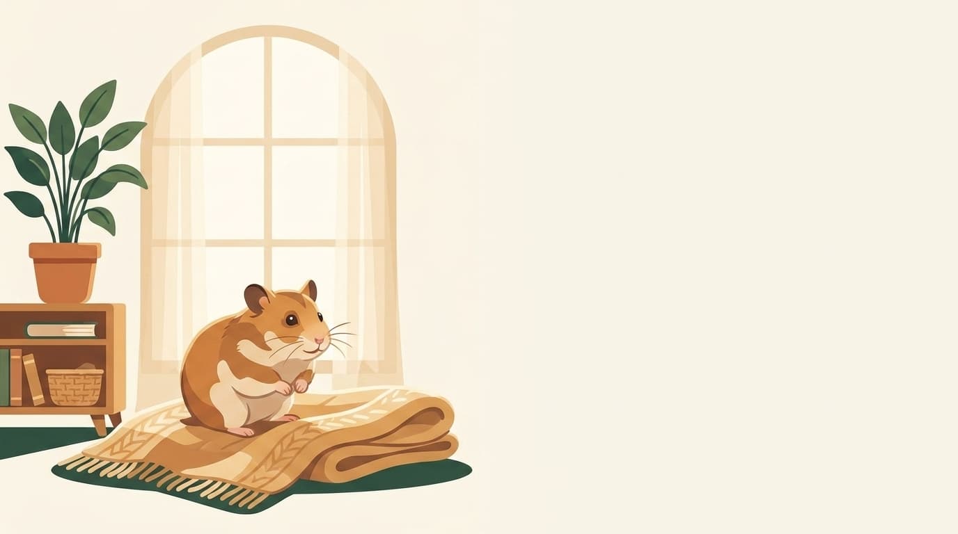 Symbolische Illustration: ein gesunder Hamster sitzt ruhig in weichem, warmem Licht. Keine fachliche Aussage.