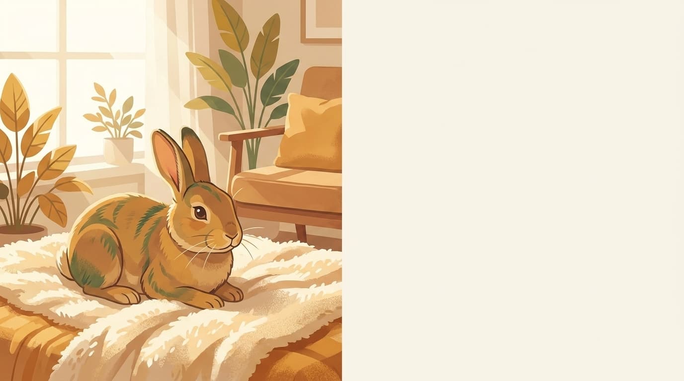 Symbolische Illustration: ein gesundes Kaninchen sitzt ruhig in weichem, warmem Licht. Keine fachliche Aussage.