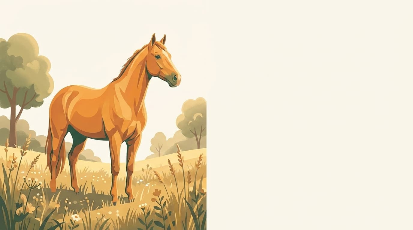Symbolische Illustration: ein gesundes Pferd steht ruhig und entspannt in weichem Tageslicht. Keine fachliche Aussage.