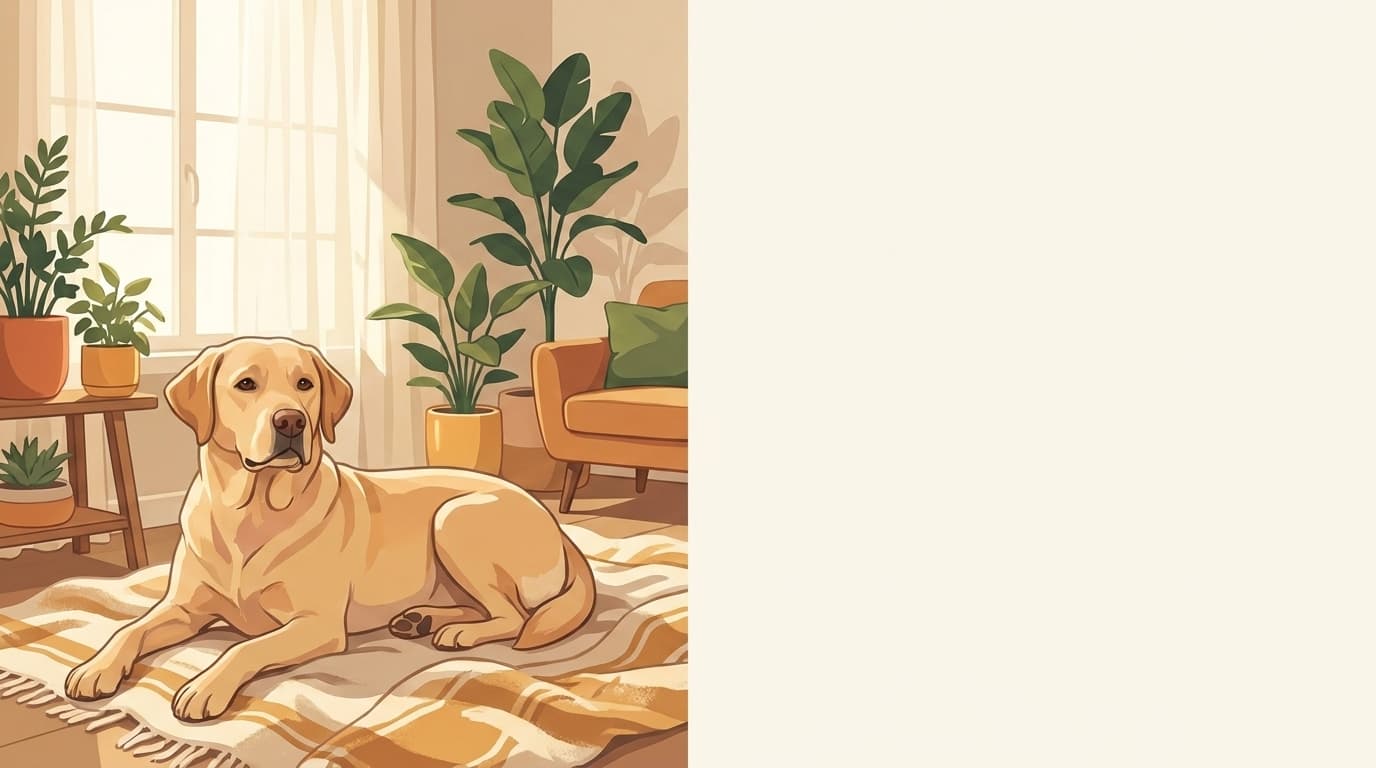 Symbolische Illustration: ein gesunder Hund sitzt ruhig und aufmerksam in weichem Licht. Keine fachliche Aussage.