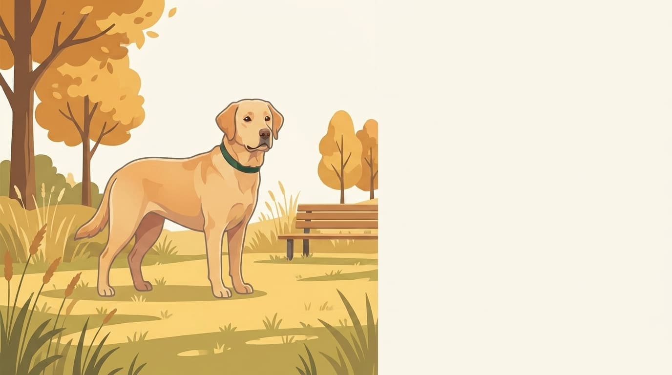 Symbolische Illustration: ein gesunder, aktiver Hund steht aufmerksam draußen in weichem Tageslicht. Keine fachliche Aussage.