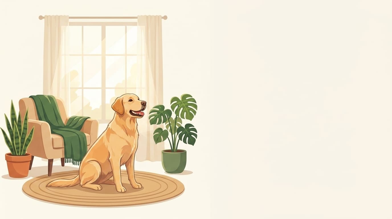 Symbolische Illustration: ein gesunder Hund sitzt ruhig und aufmerksam in weichem Licht. Keine fachliche Aussage.