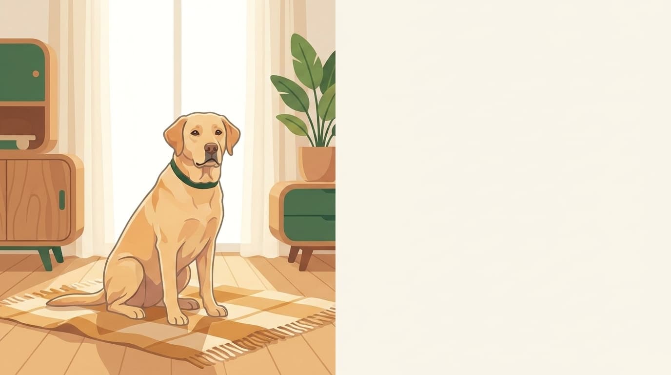 Symbolische Illustration: ein gesunder Hund sitzt ruhig und aufmerksam in weichem Licht. Keine fachliche Aussage.
