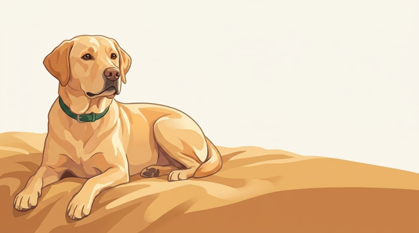 Symbolische Illustration: ein gesunder Hund mit glänzendem Fell ruht entspannt. Keine fachliche Aussage.