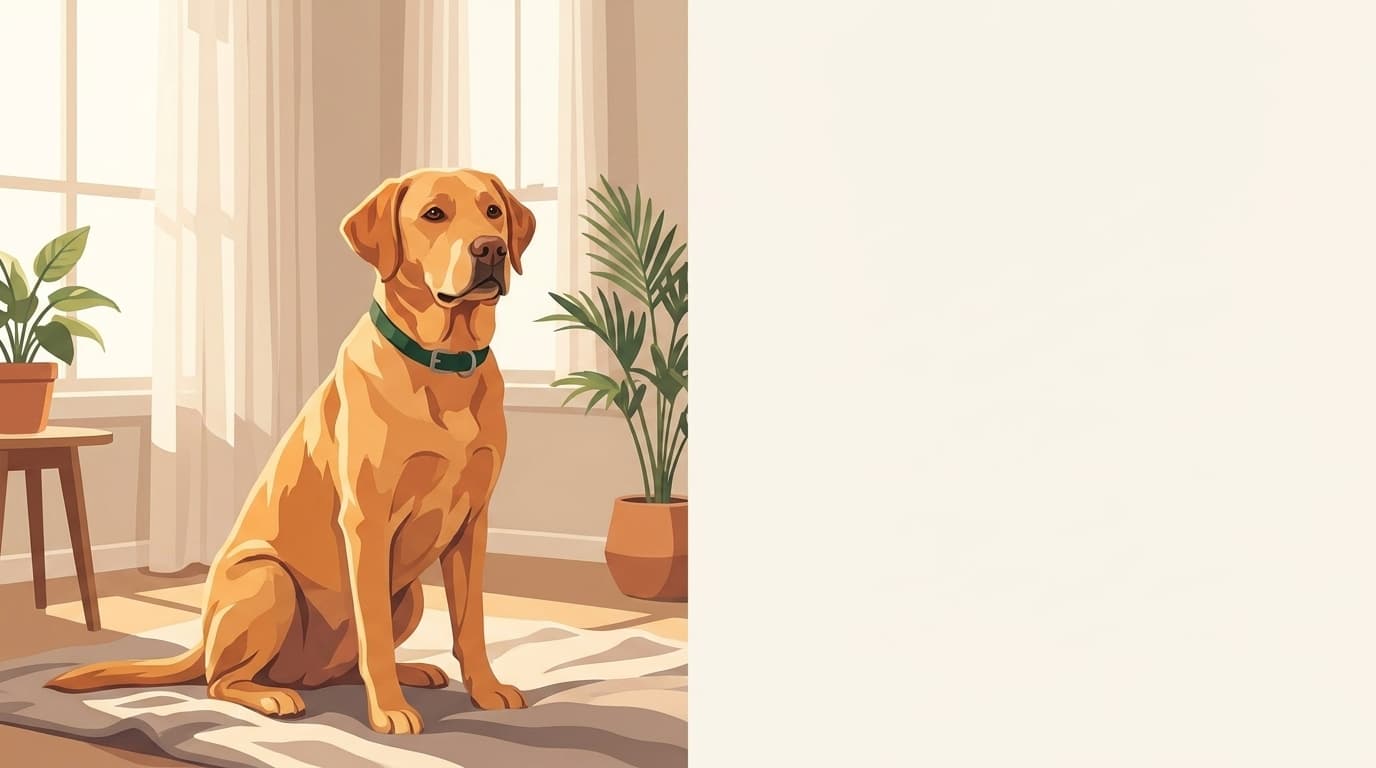 Symbolische Illustration: ein gesunder Hund sitzt ruhig und aufmerksam in weichem Licht. Keine fachliche Aussage.