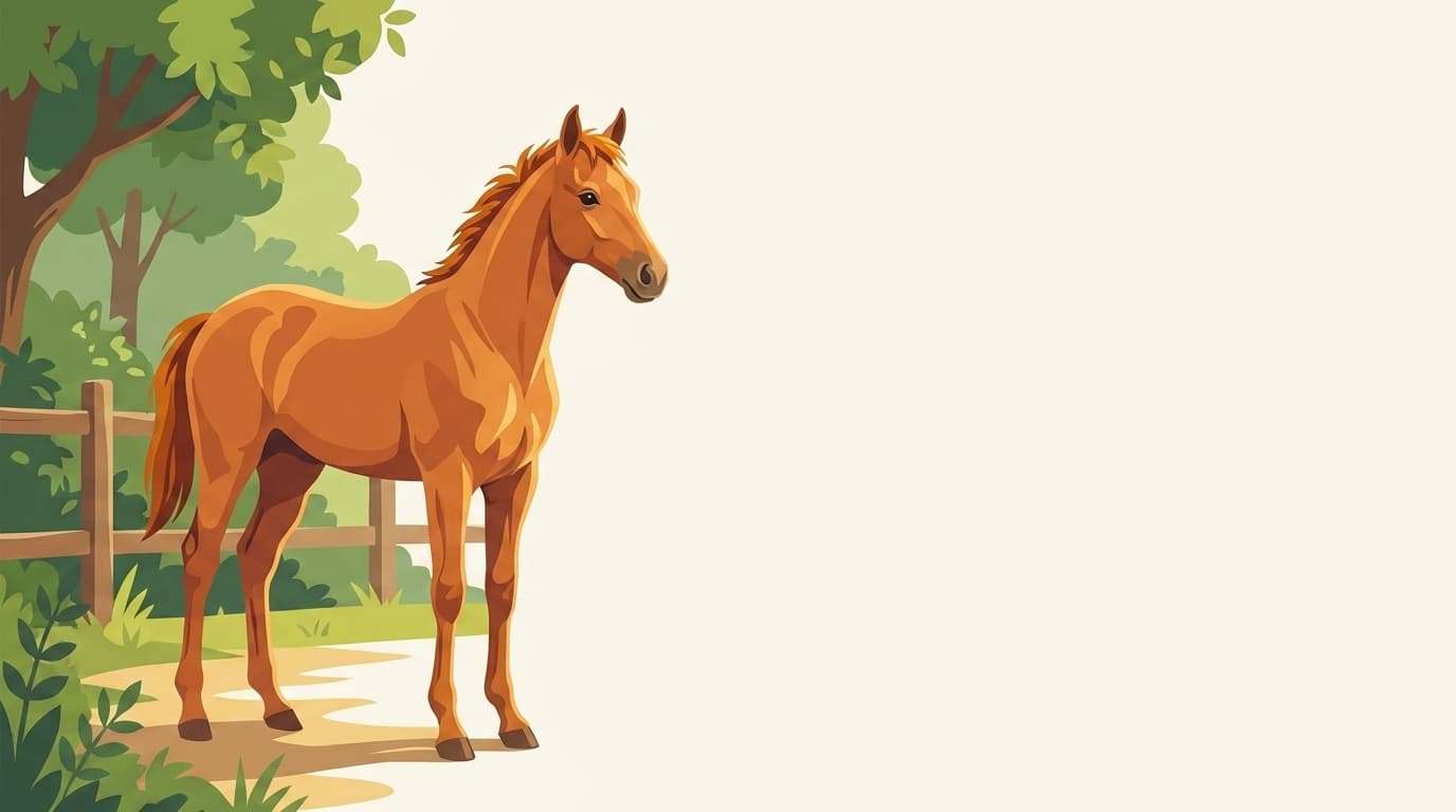 Symbolische Illustration: ein gesundes Jungpferd steht ruhig und aufmerksam in weichem Licht. Keine fachliche Aussage.