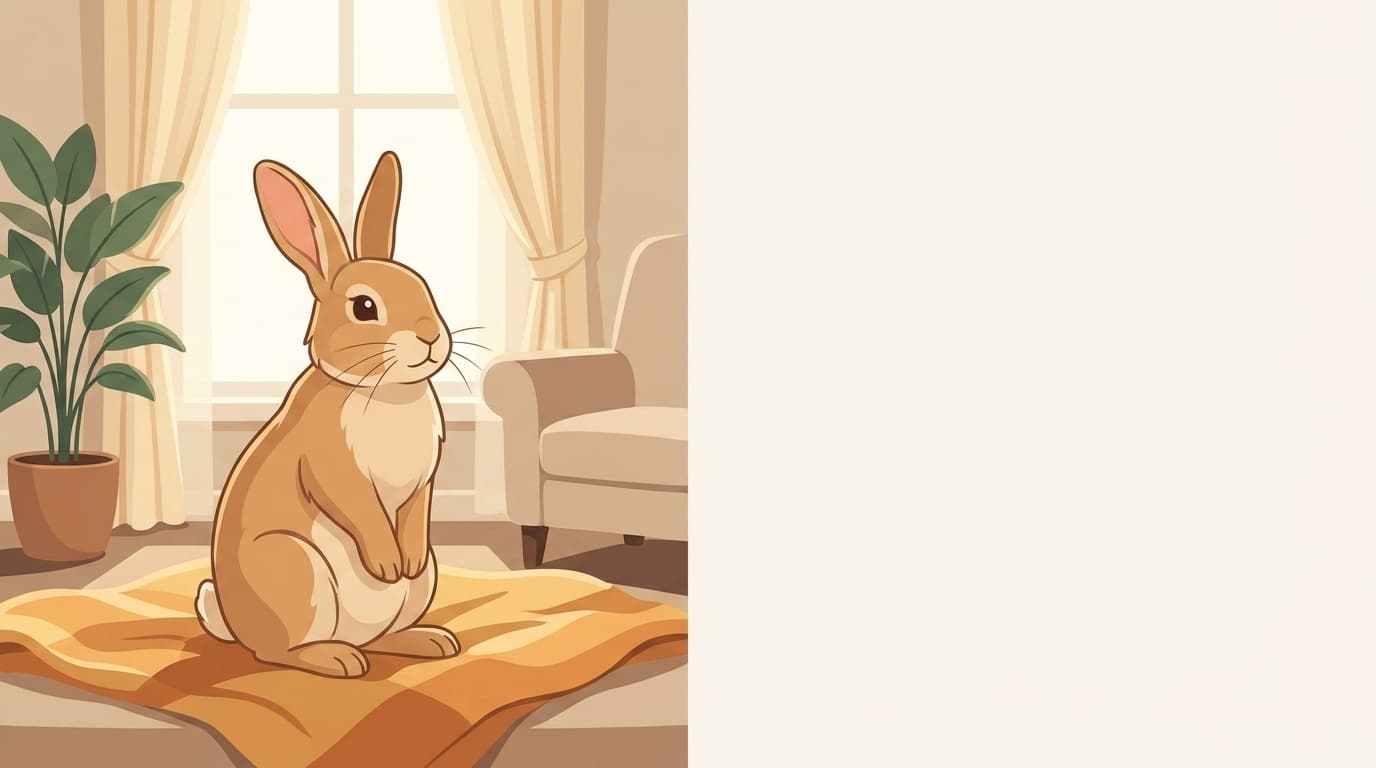 Symbolische Illustration: ein gesundes Kaninchen sitzt ruhig in weichem, warmem Licht. Keine fachliche Aussage.