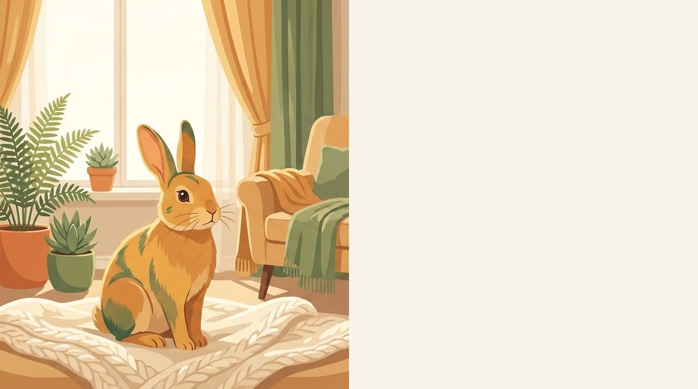 Symbolische Illustration: ein gesundes Kaninchen sitzt ruhig in weichem, warmem Licht. Keine fachliche Aussage.