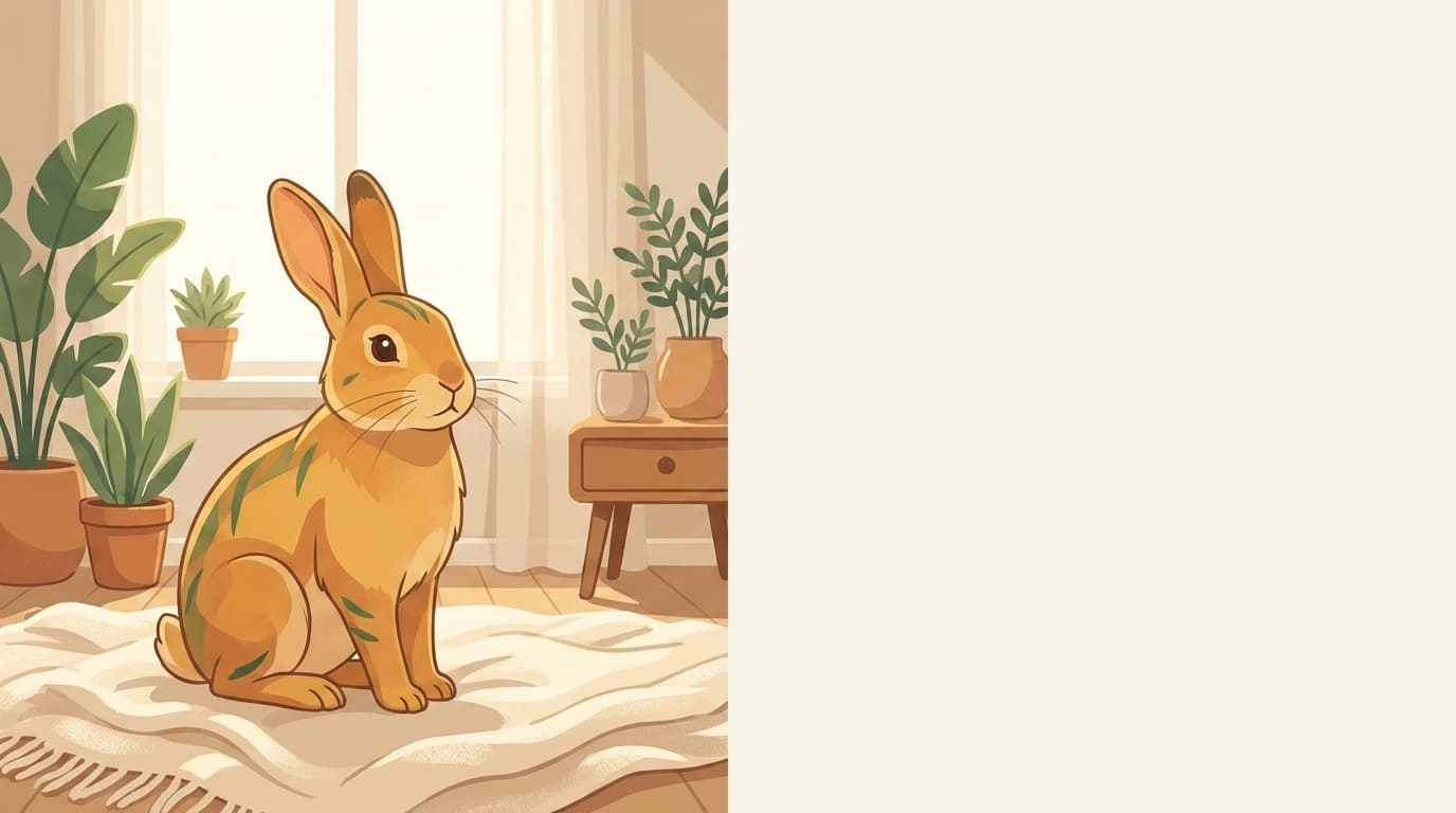 Symbolische Illustration: ein gesundes Kaninchen sitzt ruhig in weichem, warmem Licht. Keine fachliche Aussage.