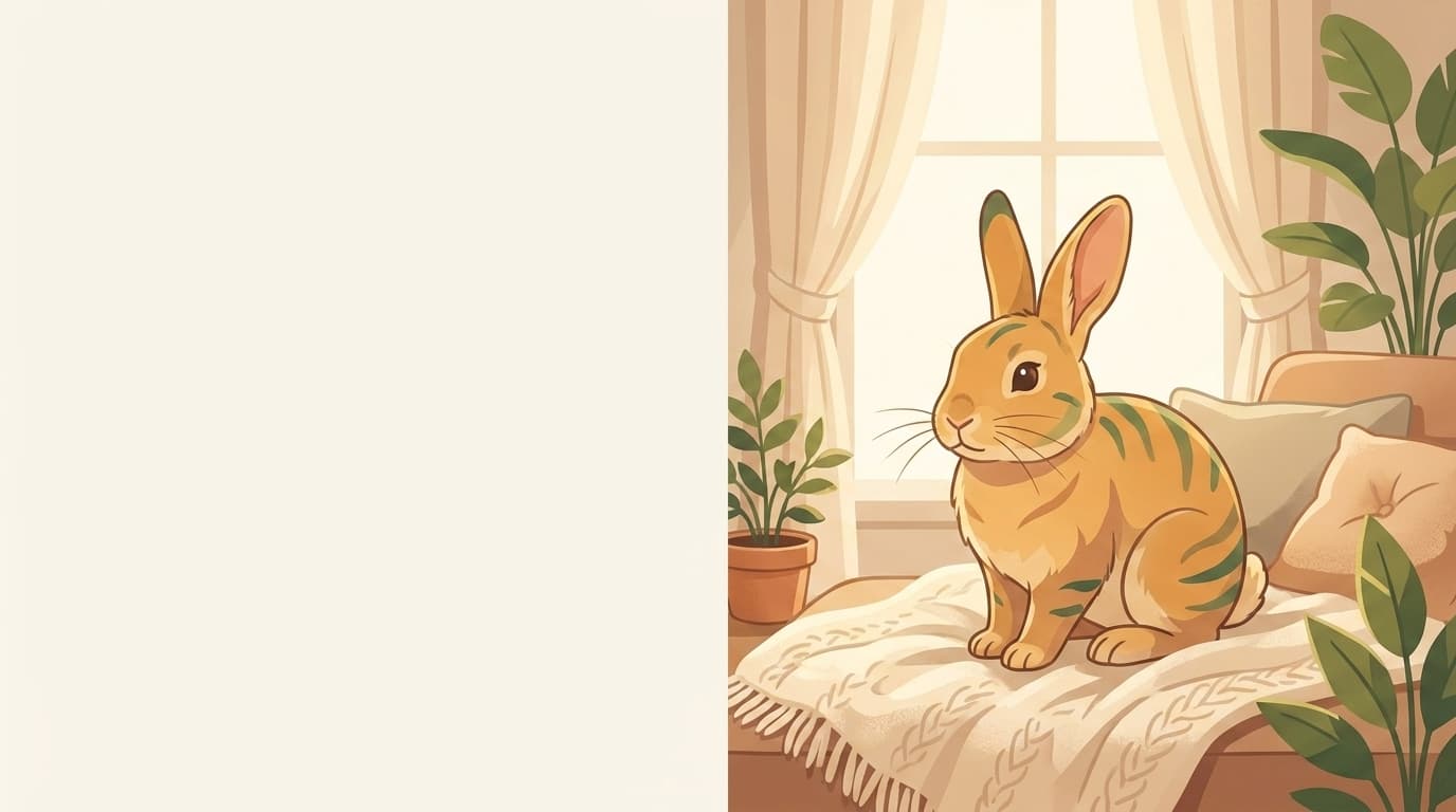 Symbolische Illustration: ein gesundes Kaninchen sitzt ruhig in weichem, warmem Licht. Keine fachliche Aussage.