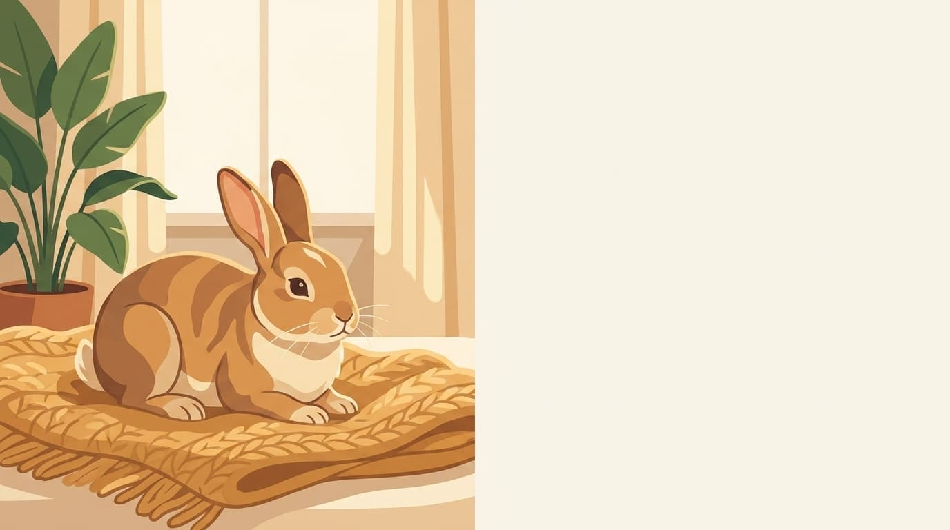 Symbolische Illustration: ein gesundes Kaninchen sitzt ruhig in weichem, warmem Licht. Keine fachliche Aussage.