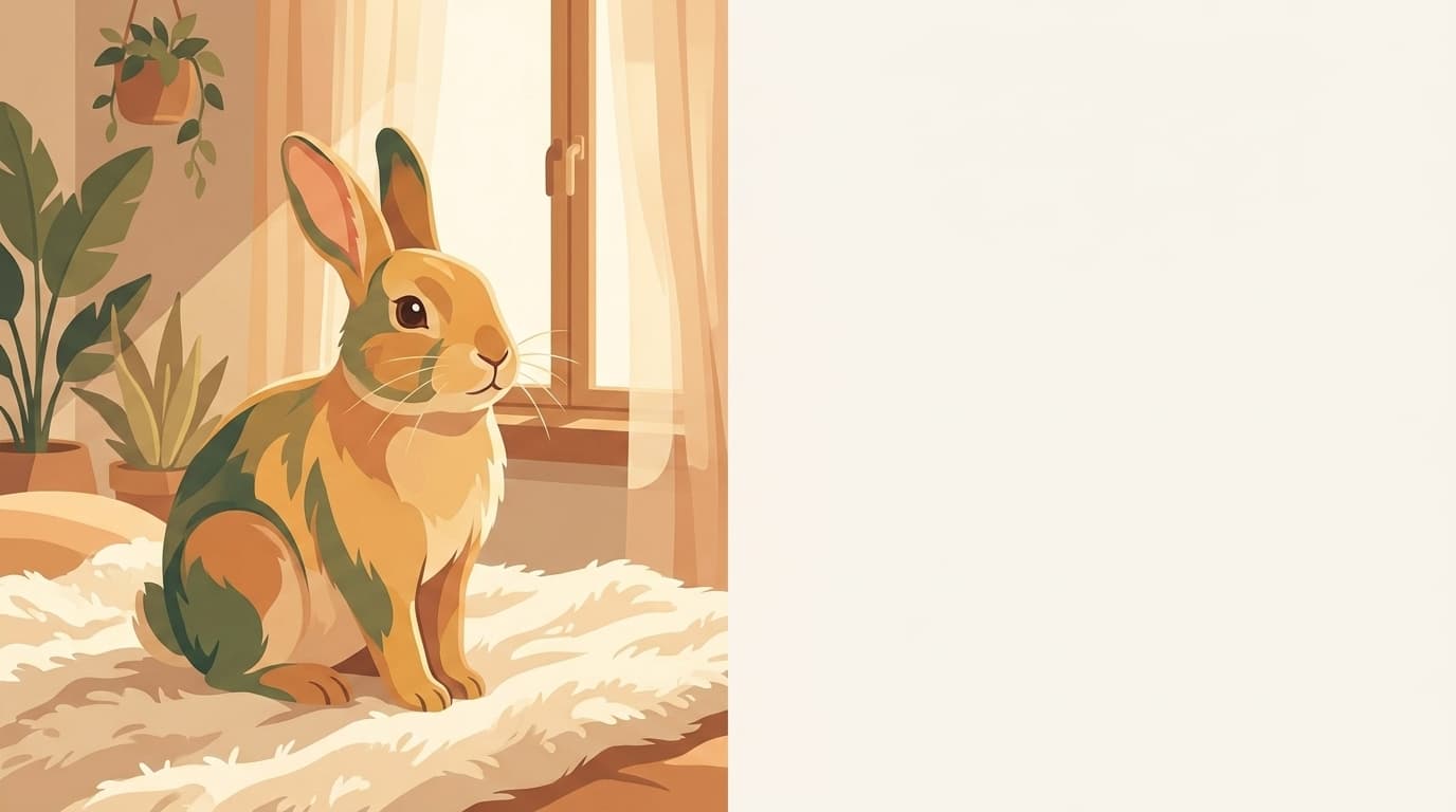 Symbolische Illustration: ein gesundes Kaninchen sitzt ruhig in weichem, warmem Licht. Keine fachliche Aussage.