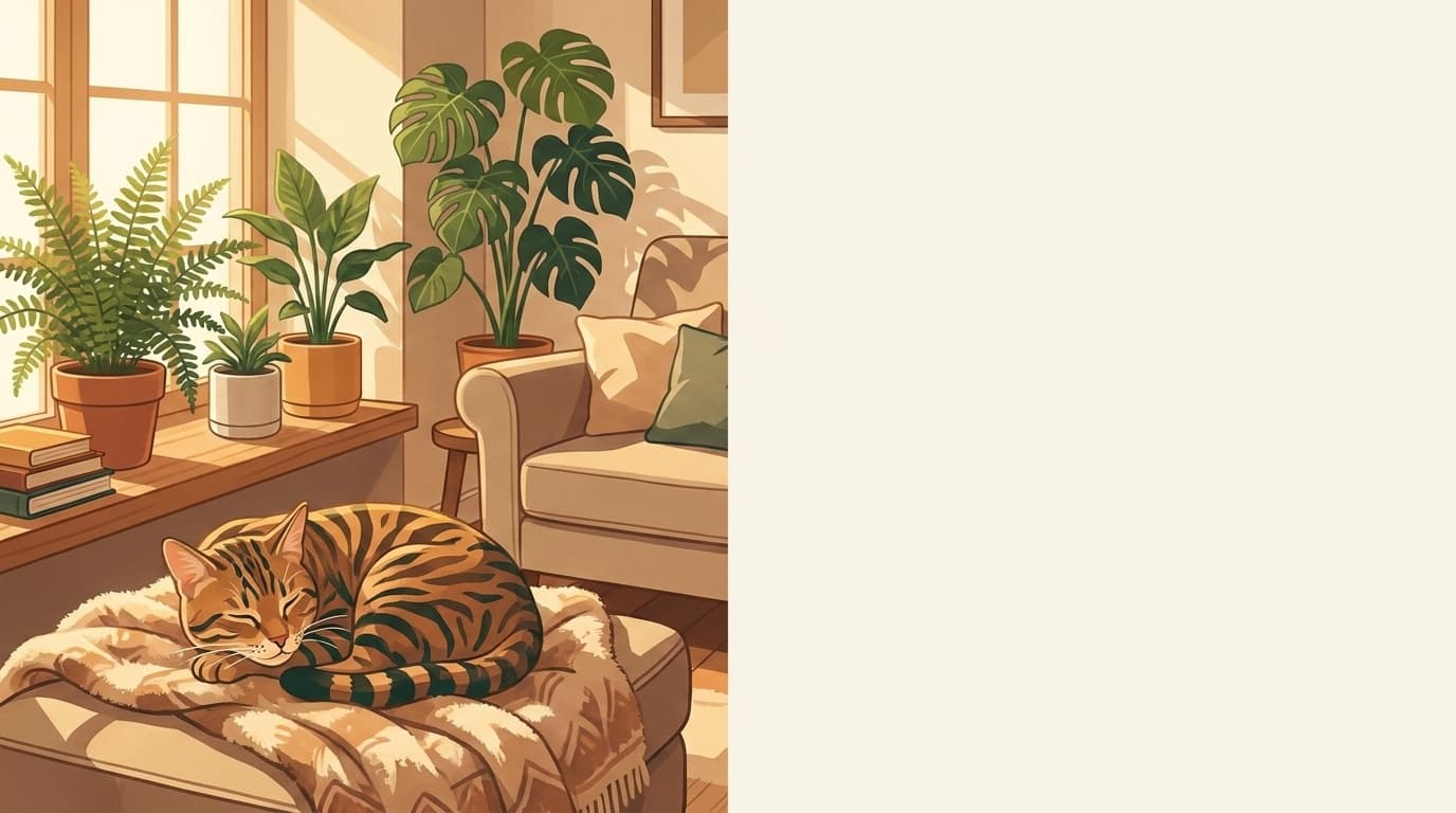 Symbolische Illustration: eine gesunde Katze ruht ruhig und entspannt in weichem Licht. Keine fachliche Aussage.
