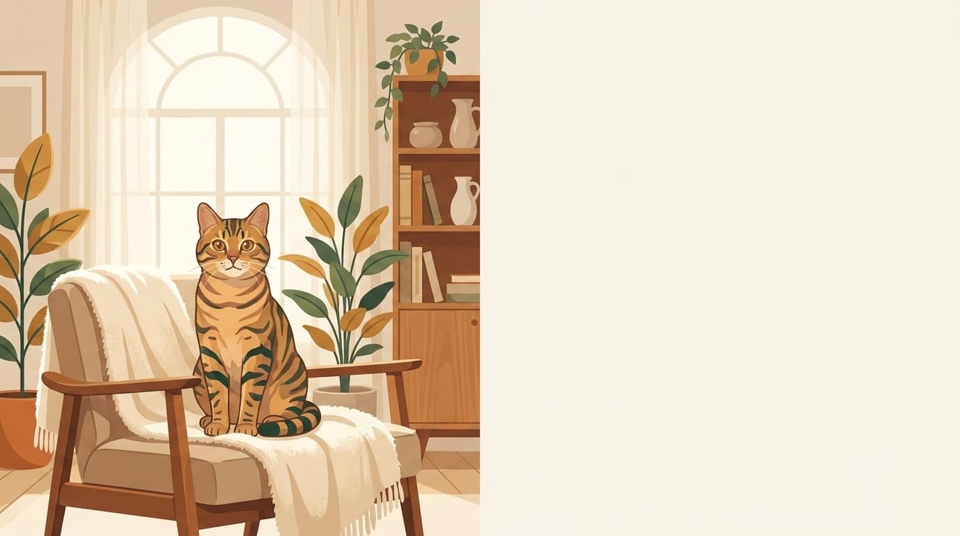 Symbolische Illustration: eine gesunde Katze ruht ruhig und entspannt in weichem Licht. Keine fachliche Aussage.