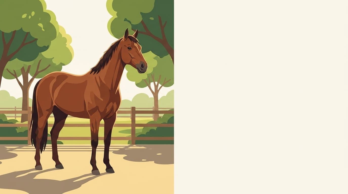 Symbolische Illustration: ein gesundes Pferd steht ruhig und entspannt in weichem Tageslicht. Keine fachliche Aussage.
