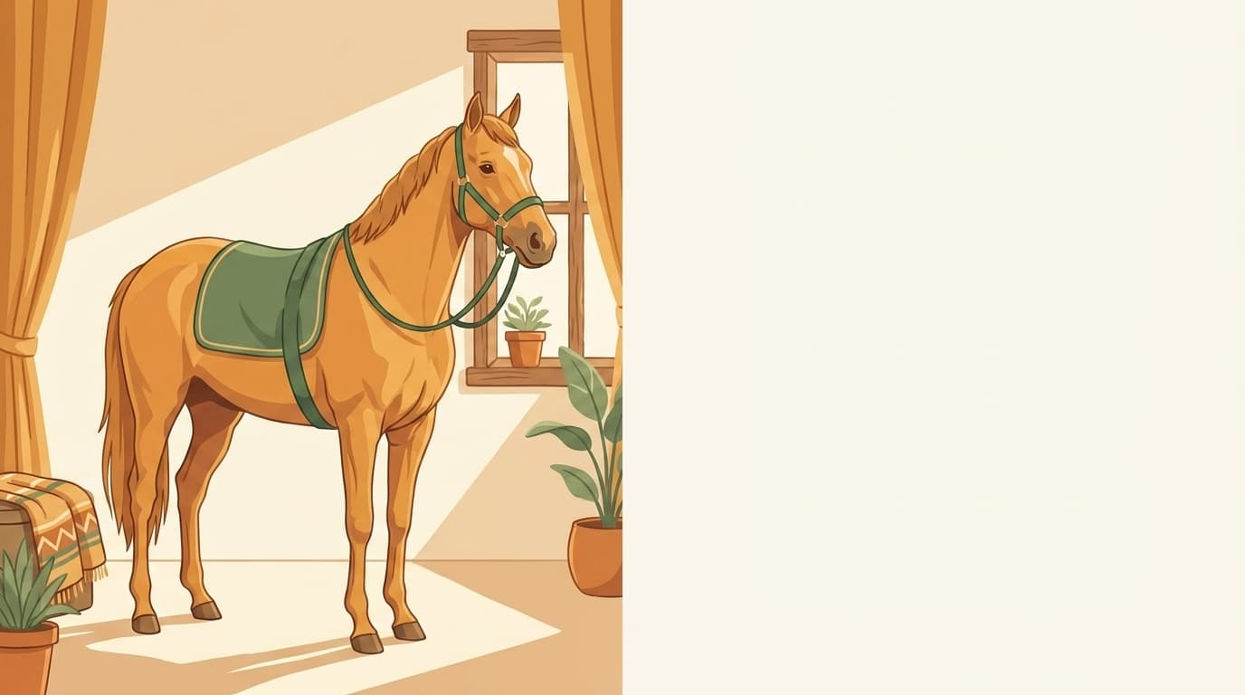 Symbolische Illustration: ein gesundes Pferd steht ruhig und entspannt in weichem Tageslicht. Keine fachliche Aussage.