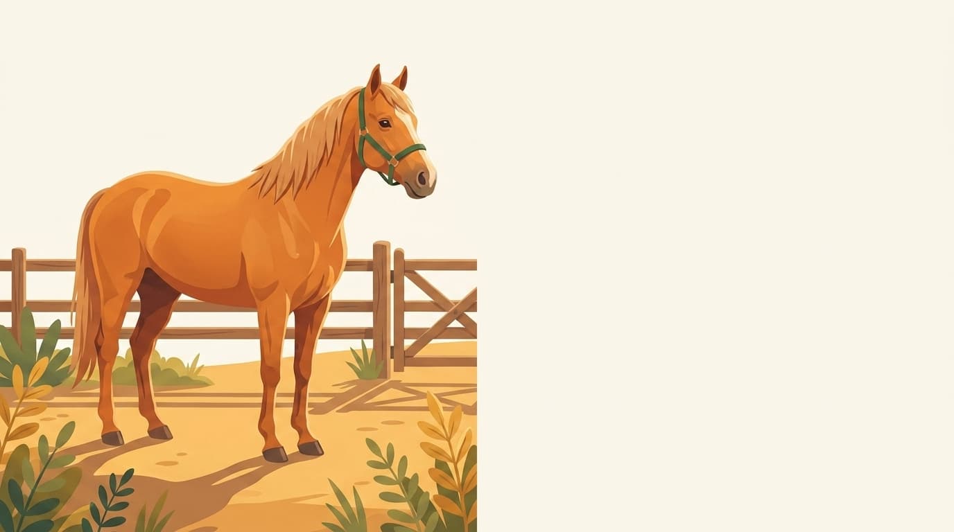 Symbolische Illustration: ein gesundes Pferd steht ruhig und entspannt in weichem Tageslicht. Keine fachliche Aussage.