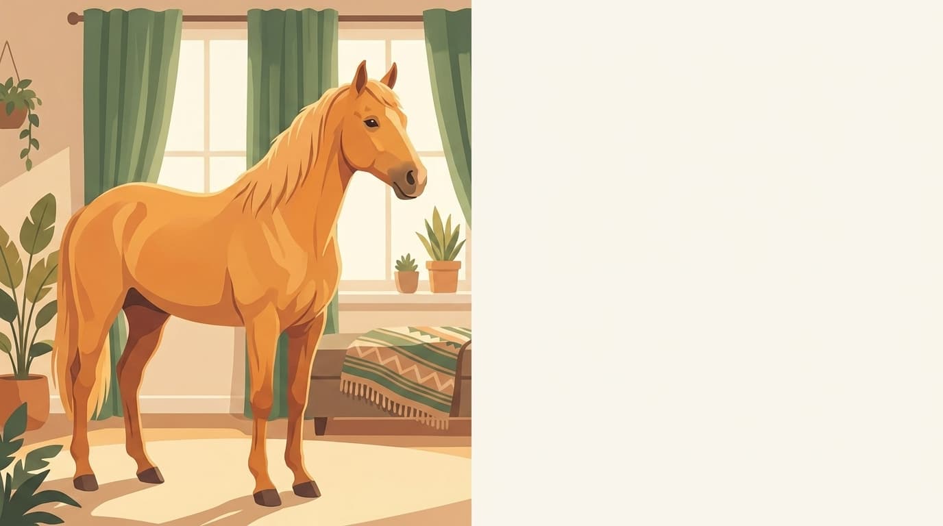 Symbolische Illustration: ein gesundes Pferd steht ruhig und entspannt in weichem Tageslicht. Keine fachliche Aussage.