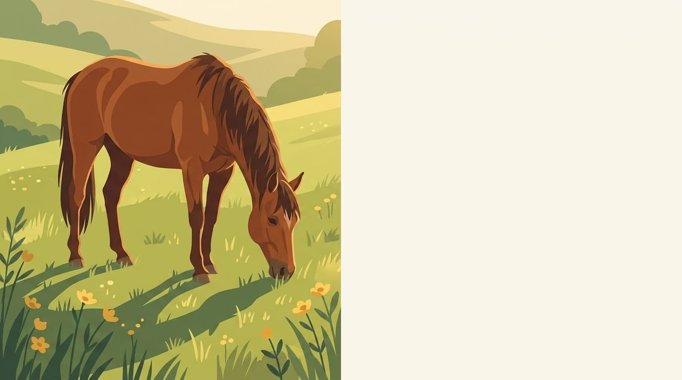 Symbolische Illustration: ein gesundes Pferd steht ruhig und entspannt in weichem Tageslicht. Keine fachliche Aussage.