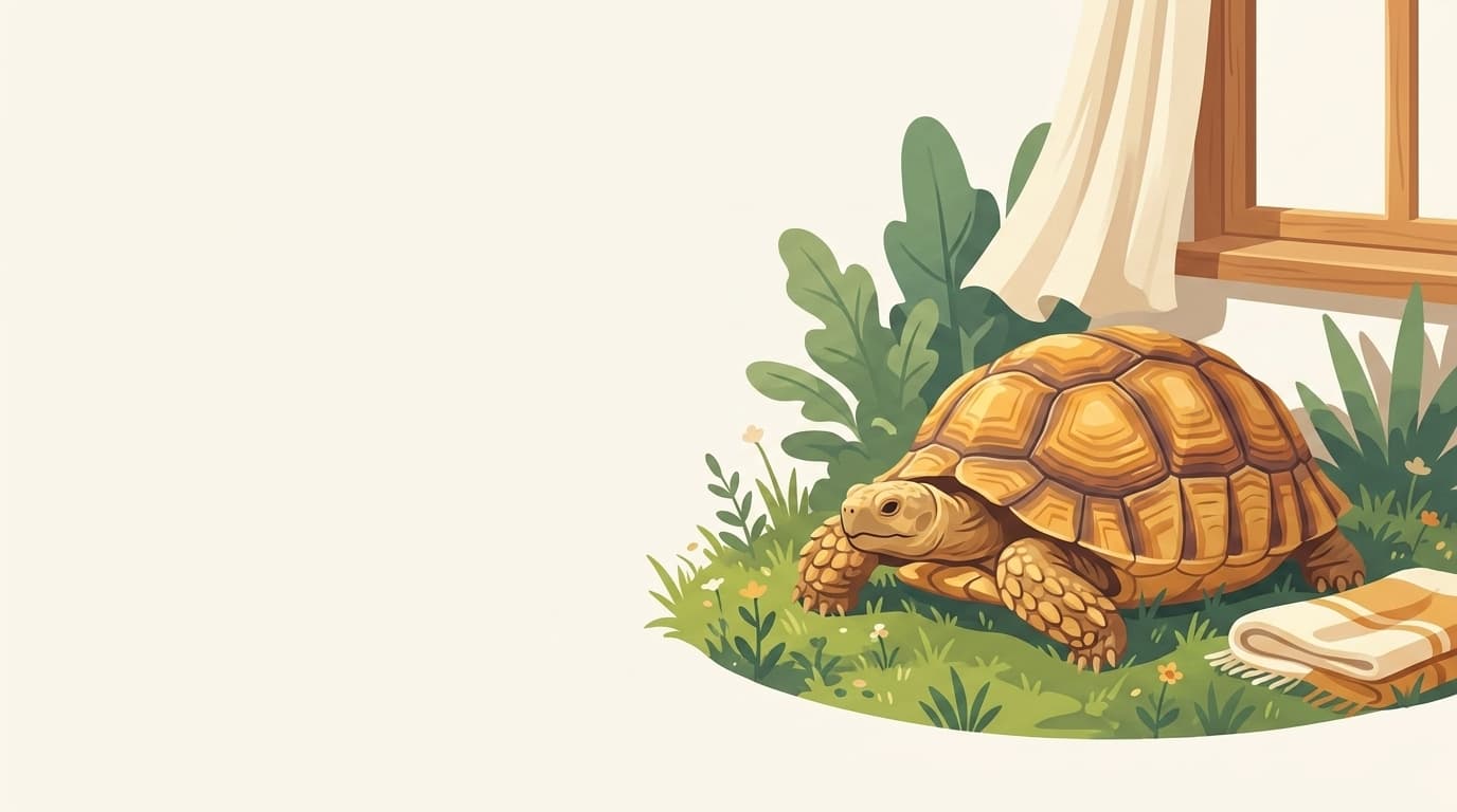 Symbolische Illustration: eine gesunde Landschildkröte ruht ruhig in sanftem Tageslicht. Keine fachliche Aussage.