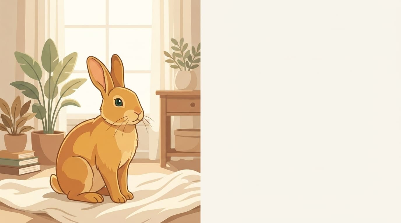 Symbolische Illustration: ein gesundes Kaninchen sitzt ruhig in weichem, warmem Licht. Keine fachliche Aussage.