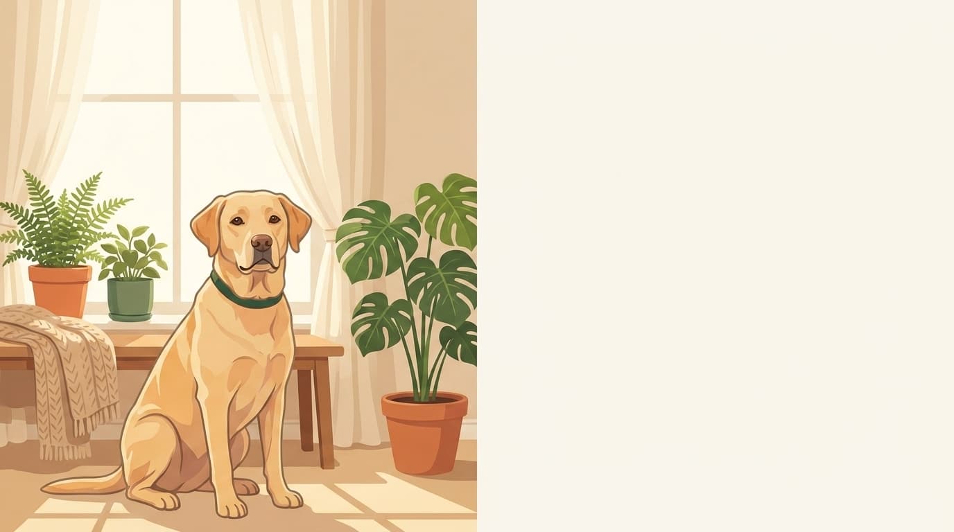 Symbolische Illustration: ein gesunder Hund sitzt ruhig und aufmerksam in weichem Licht. Keine fachliche Aussage.