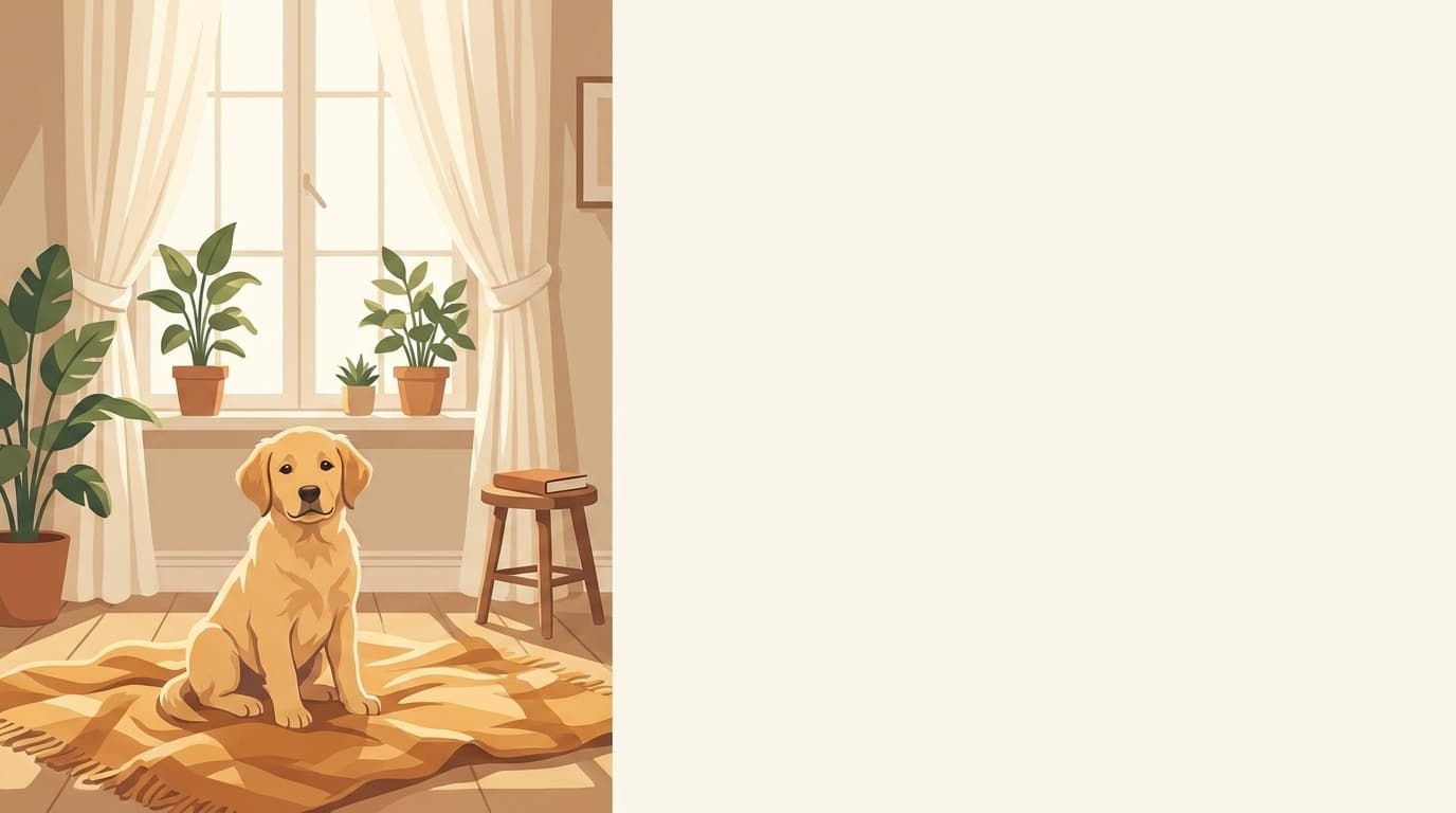 Symbolische Illustration: ein gesunder Hundewelpe ruht ruhig in weichem, warmem Licht. Keine fachliche Aussage.