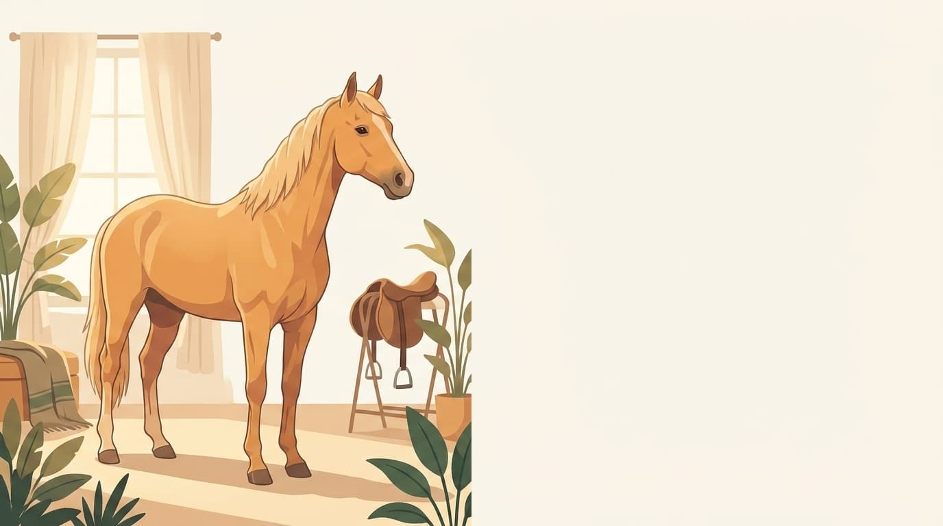 Symbolische Illustration: ein gesundes Pferd steht ruhig und entspannt in weichem Tageslicht. Keine fachliche Aussage.