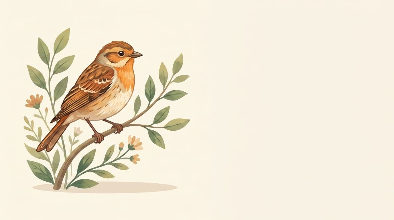 Symbolische Illustration: ein heimischer Gartenvogel sitzt ruhig auf einem Zweig in weichem Licht. Keine fachliche Aussage.