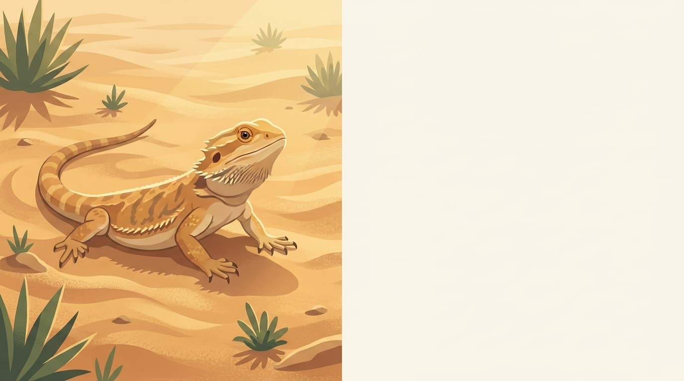 Symbolische Illustration: eine gesunde Bartagame ruht ruhig auf einem Ast in warmem Licht. Keine fachliche Aussage.